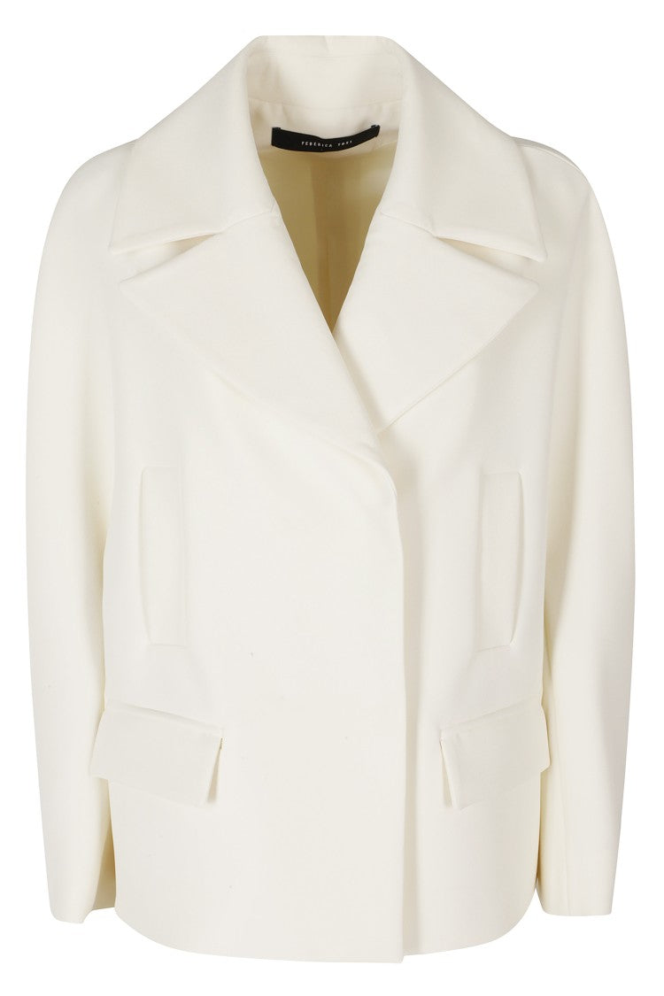 Federica Tosi Cream Short Classic Cut Cady Caban Jacket