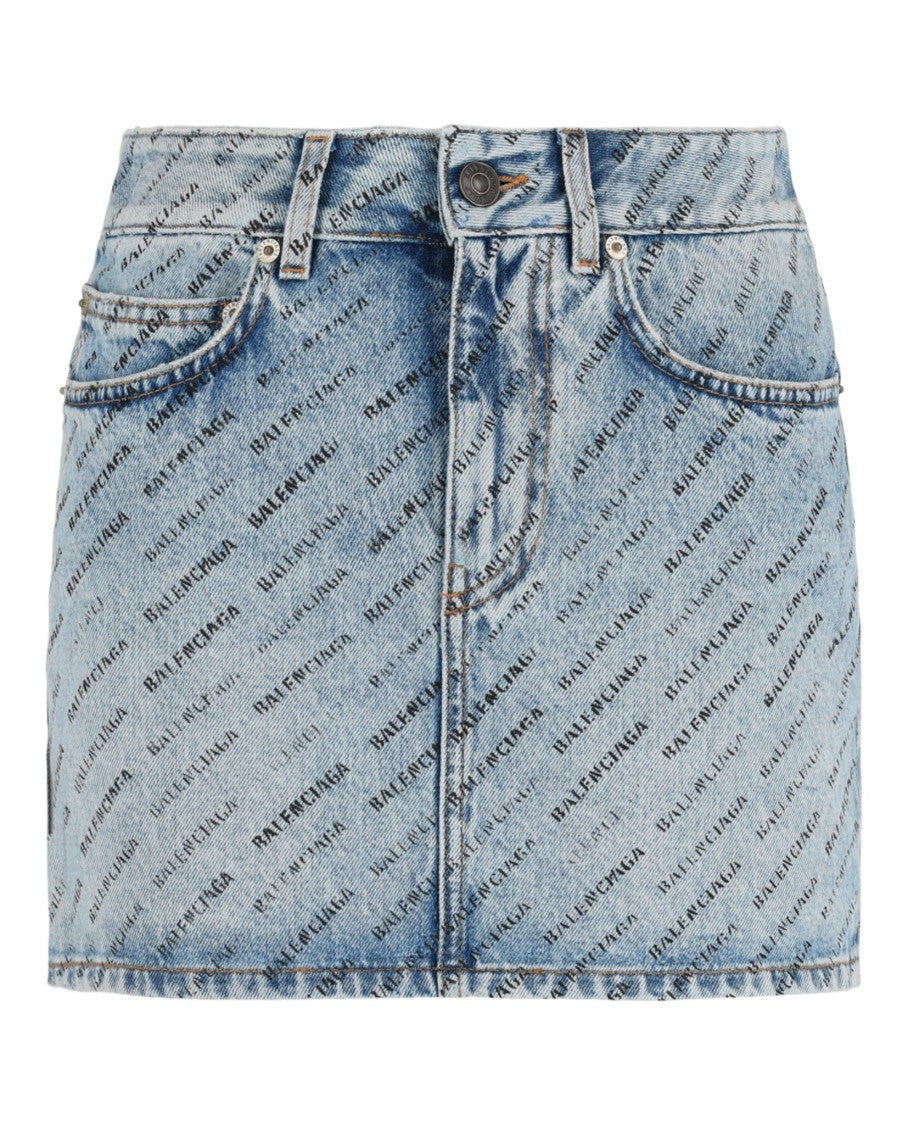 Balenciaga Allover Stencil Low-Waist Mini Skirt