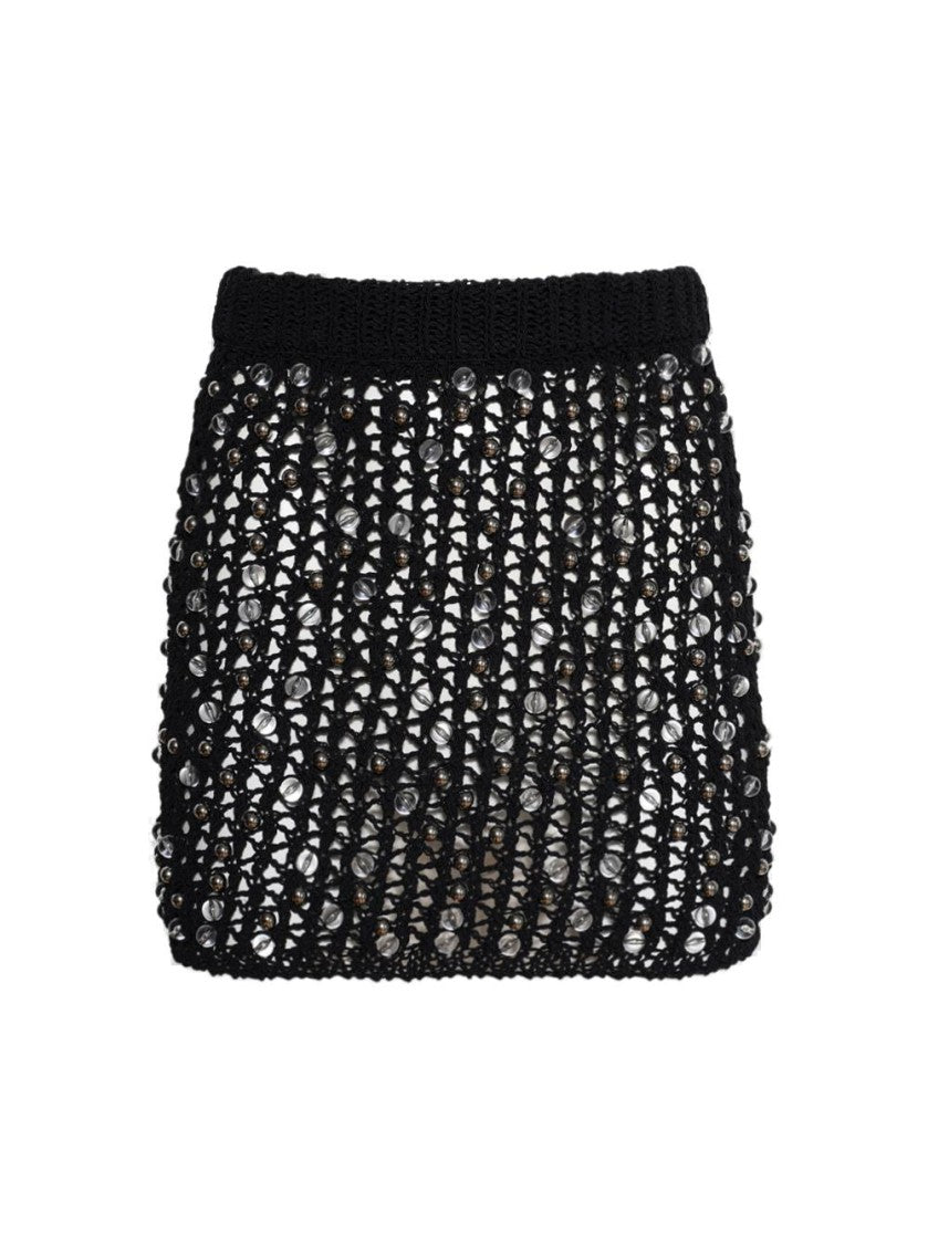 Coperni Beaded Knitted Skirt Black