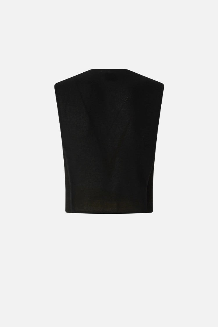 Pinko Black Crystal-Embellished Button Viscose-Blend Waistcoat