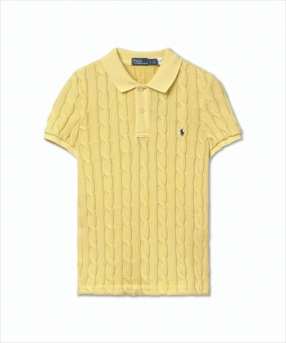 Polo Ralph Lauren Cable-Knit Short-Sleeved Top With Classic Polo Collar