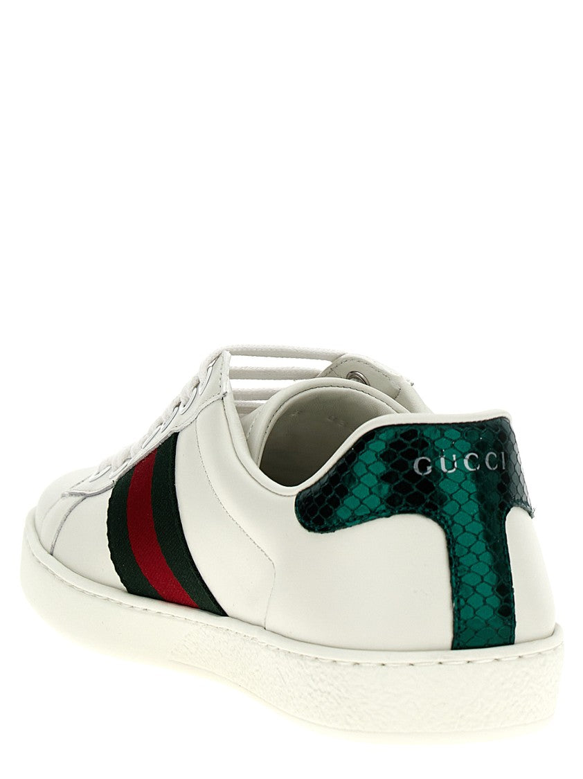 Gucci Low-Top Leather Sneakers With Web Detailing