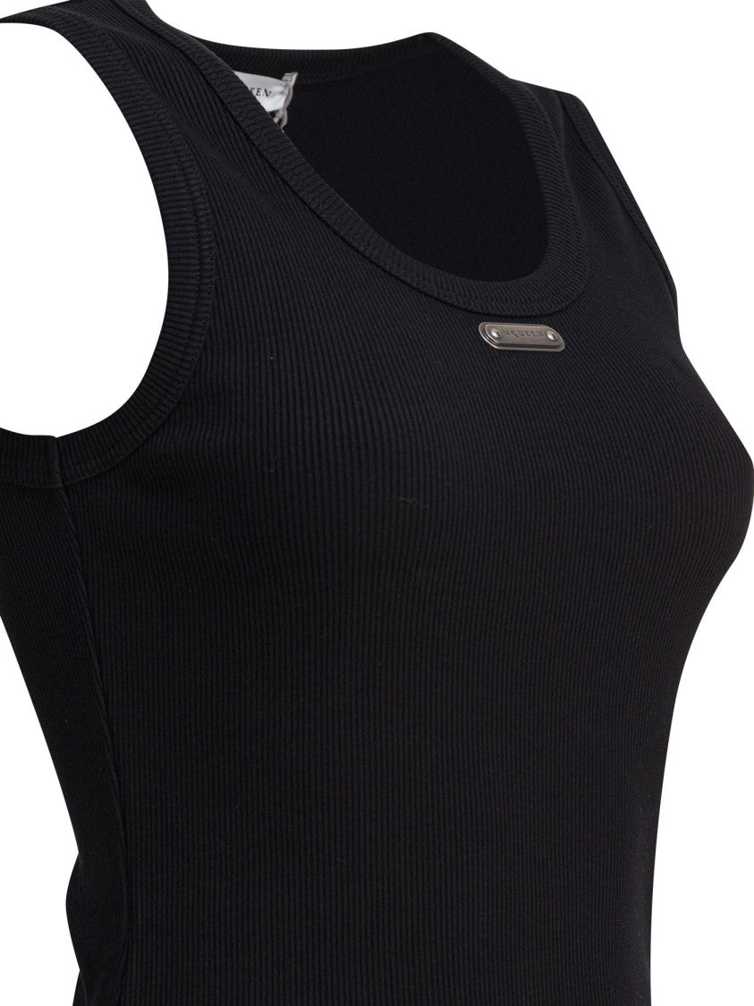 Alexander Mcqueen Ribbed Sleeveless Top With Fitted Silhouette