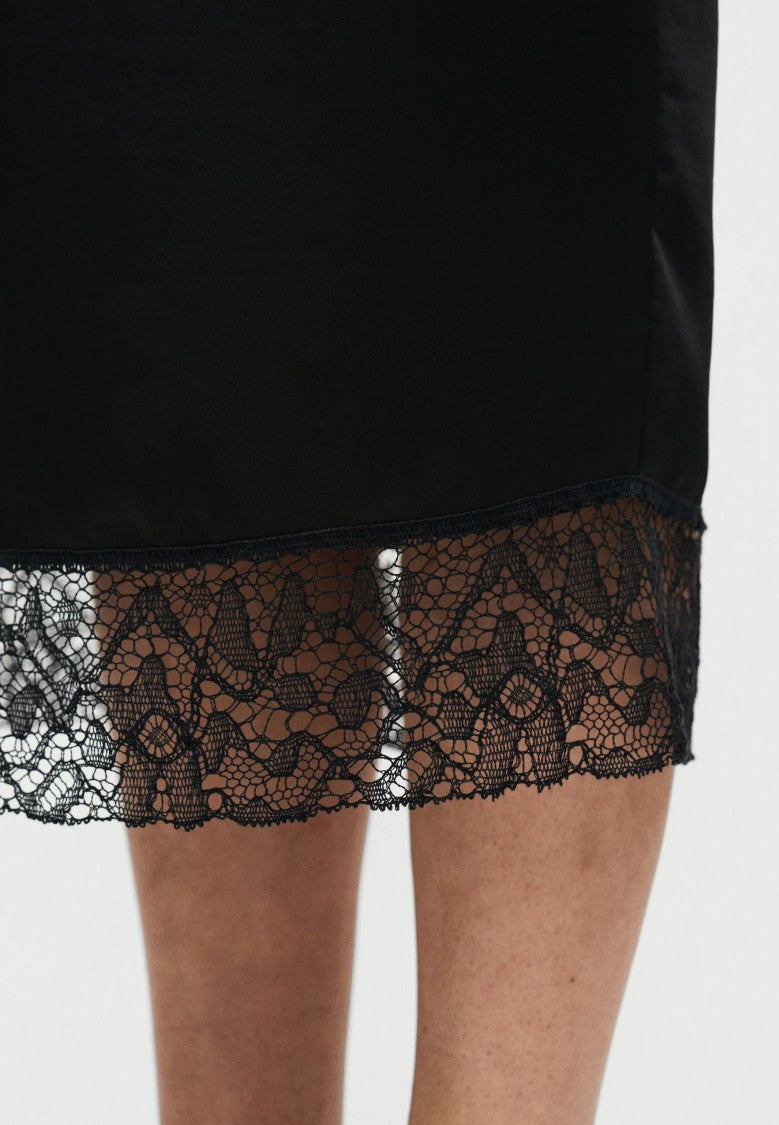 Max Mara Black Cotton Linen Midi Skirt