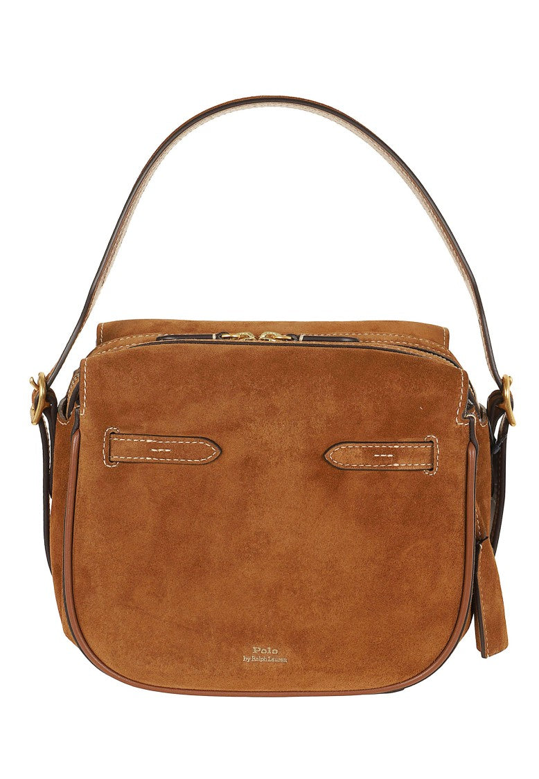 Polo Ralph Lauren Brown Polo Id Mini Suede Satchel