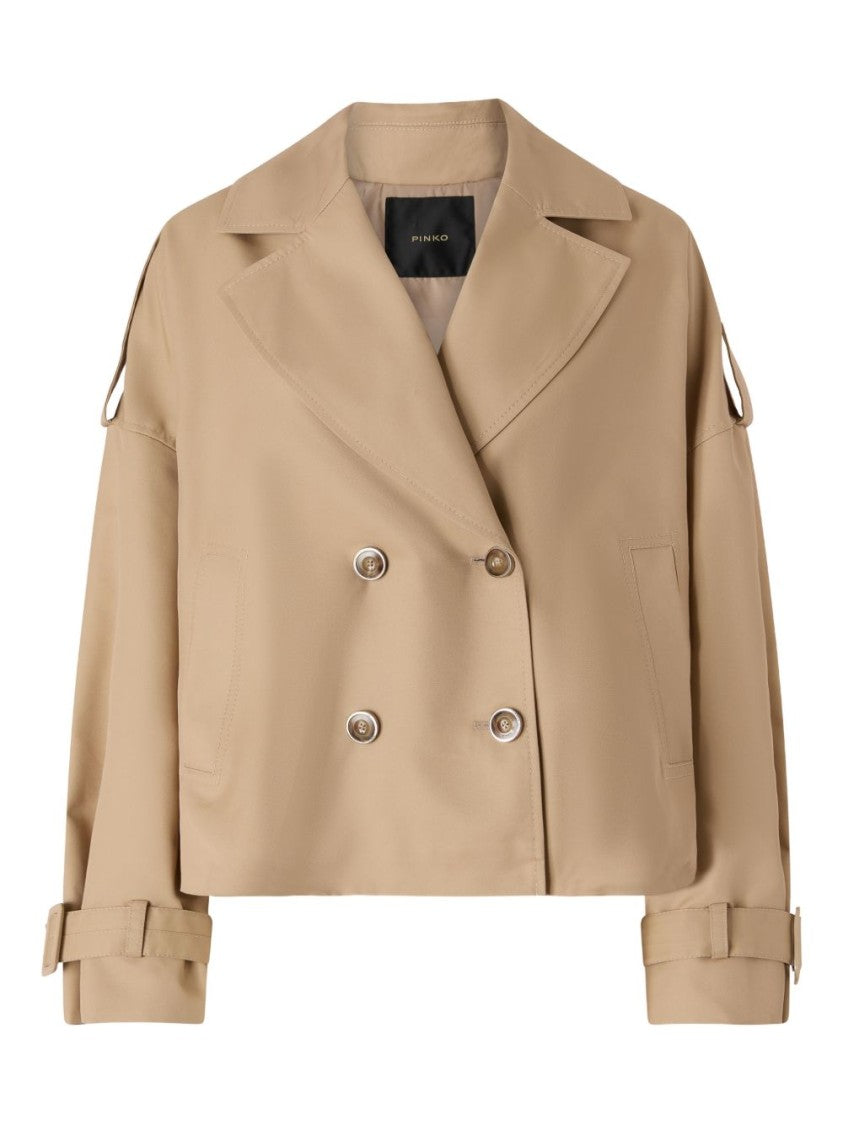 Pinko Cropped Double-Breasted Coat With Wide Lapel