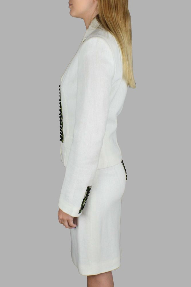 Dolce & Gabbana Tailored Floral White Suit With Accents