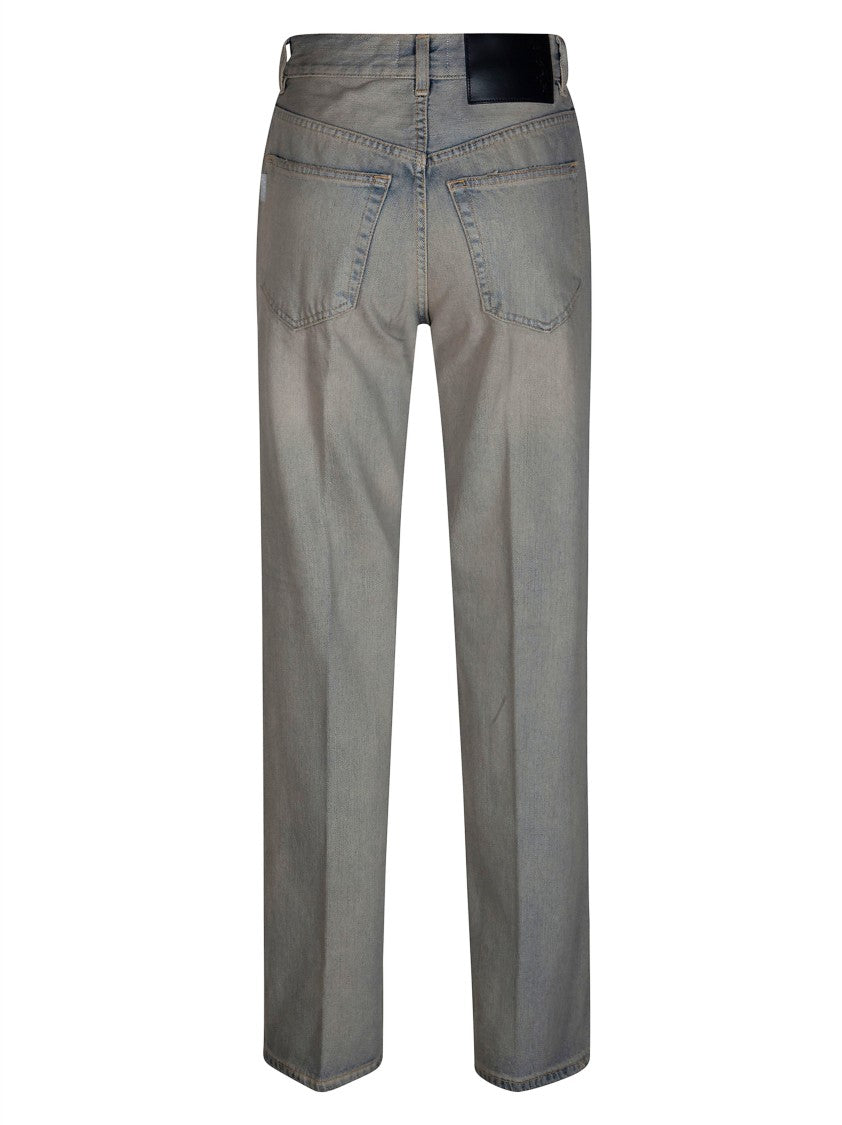 Haikure Grey Cotton Blend Distressed Jeans