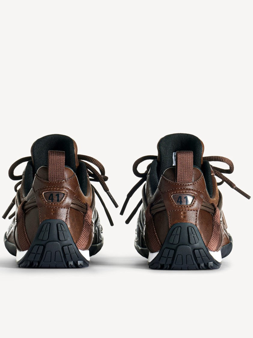 Balenciaga Radar Leather Brown Low-Profile Leather Sneakers
