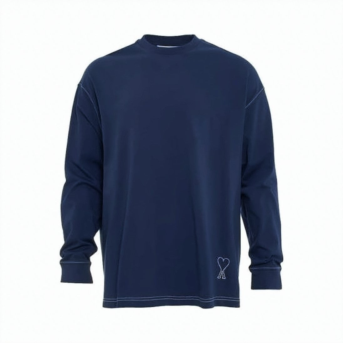 Ami Paris Long-Sleeve T-Shirt With Subtle Embroidered Heart Detail