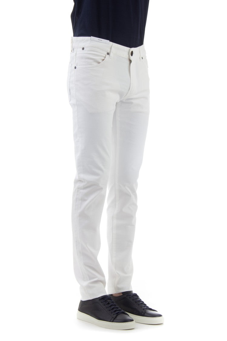 Pt Denim Colored 5-Pocket Cotton Satin Swing Fit Trousers