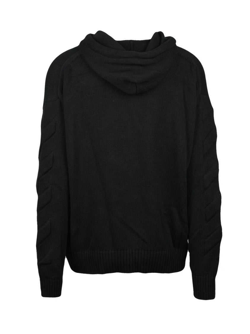 Off-White Black Cotton-Blend Knit Hoodie