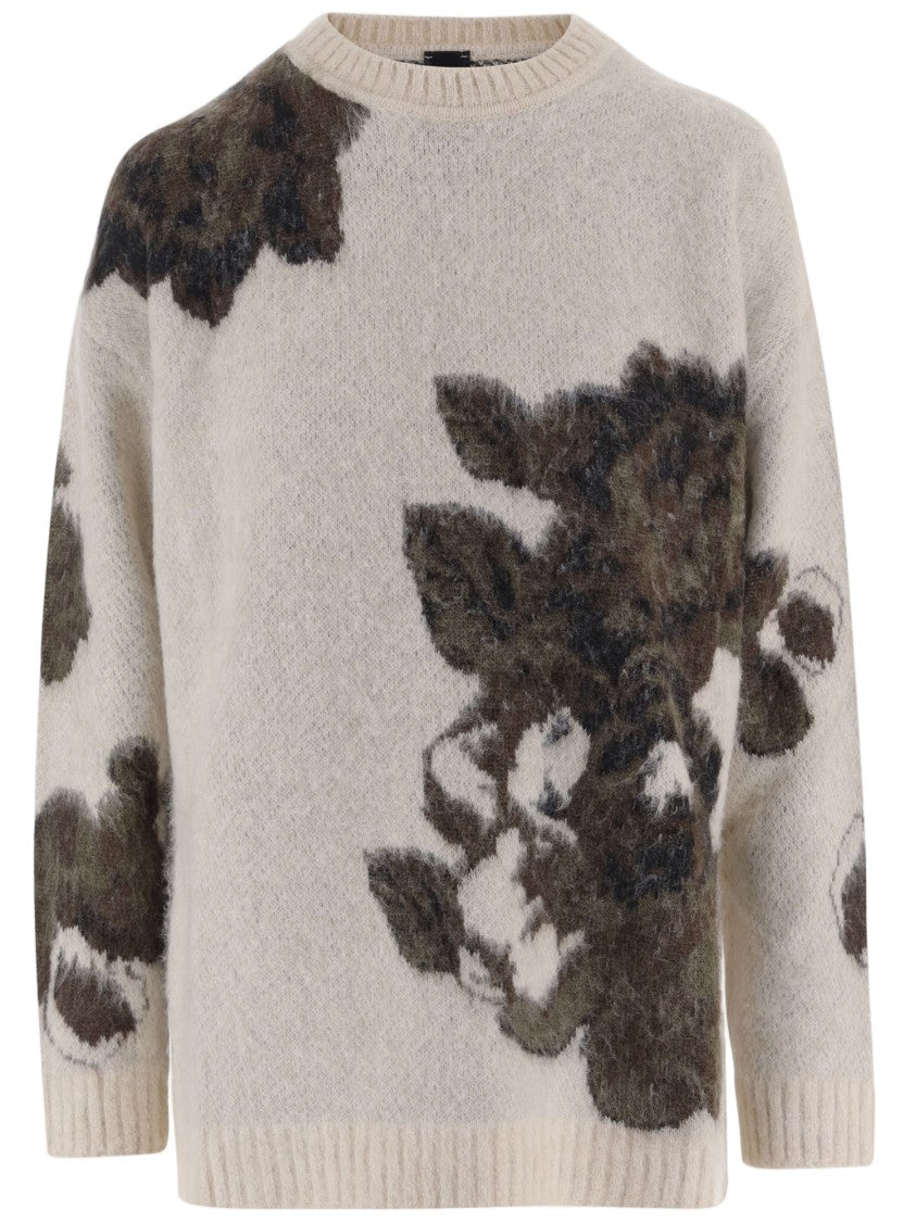 Pinko Fuzzy Abstract Floral Knit Sweater