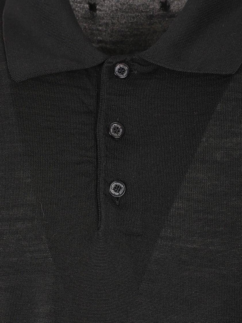 Golden Goose Finely Knit Polo Shirt With Classic Collar And Subtle V-Pattern