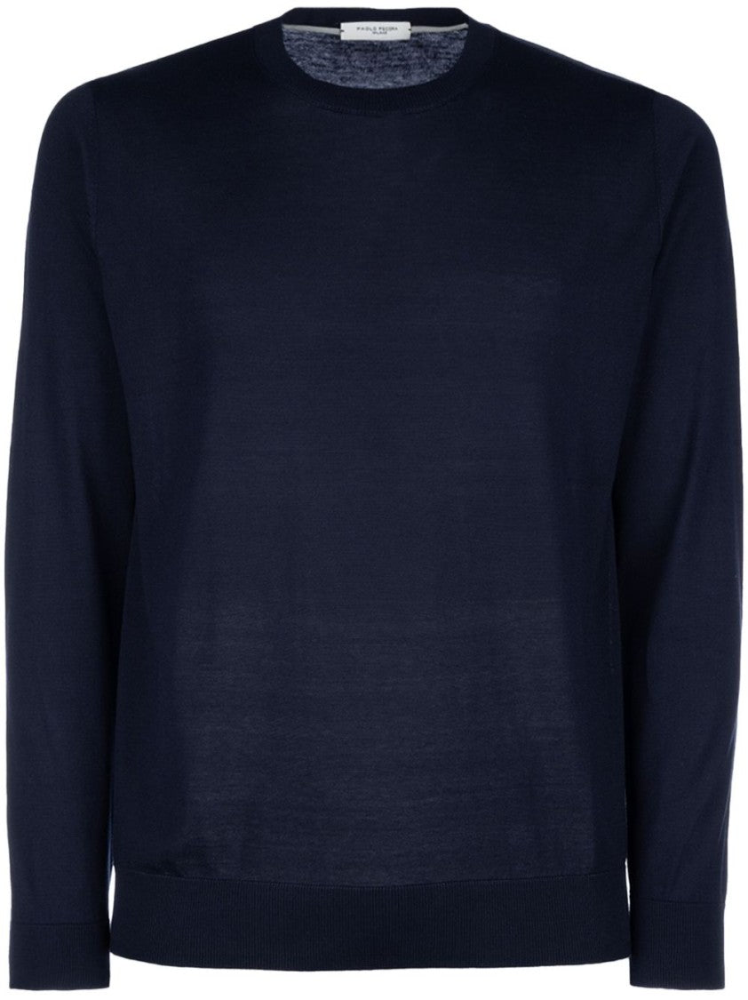 Paolo Pecora Crew Neck Blue Knit Sweater