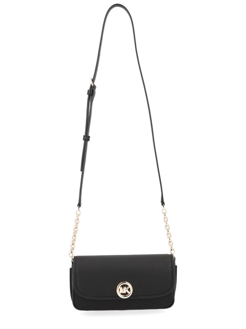 Michael Michael Kors Rectangular Textured Leather Crossbody Bag With Polished Logo Clasp