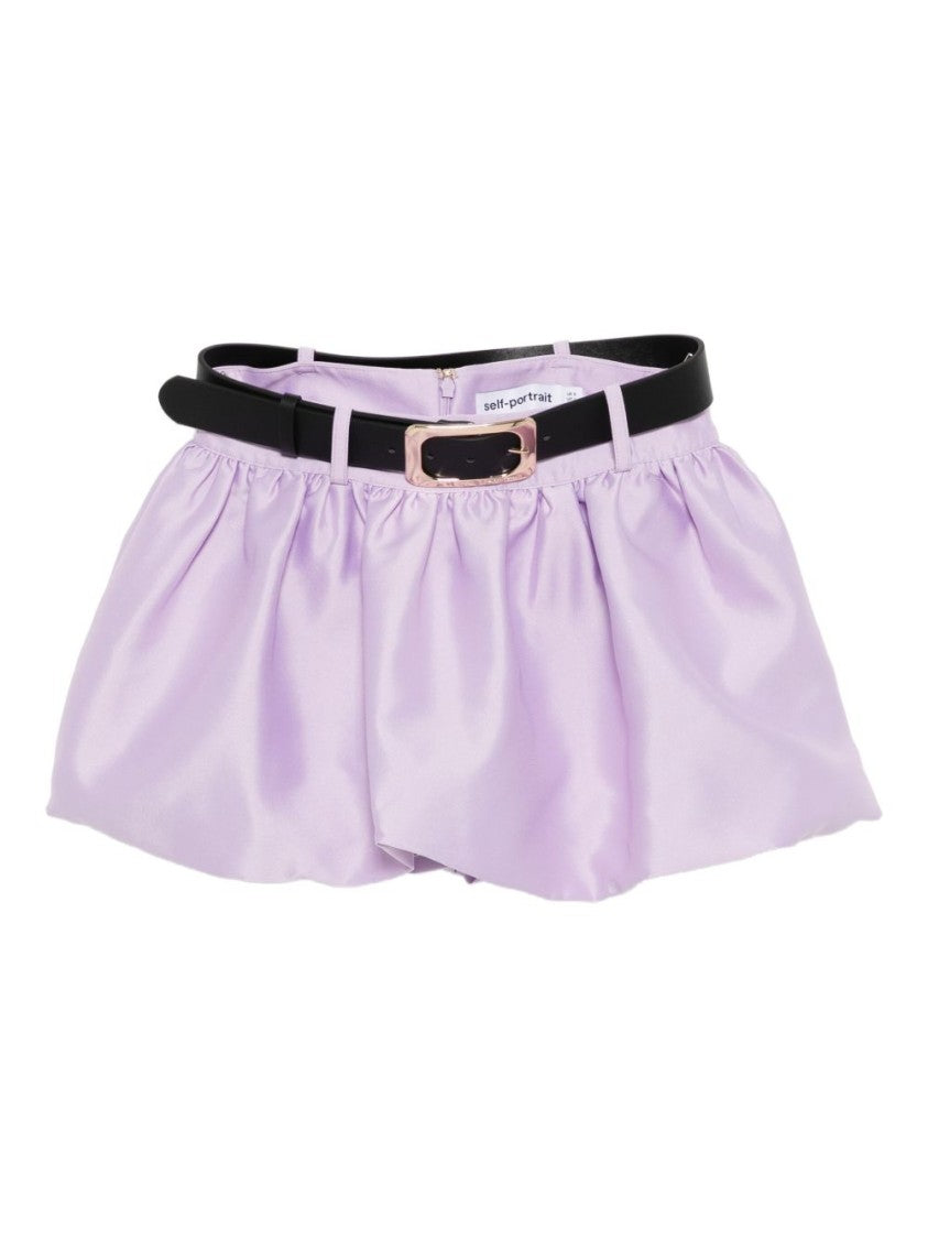 Self-Portrait High-Waisted Lilac Bermuda Shorts With Structured Belt
