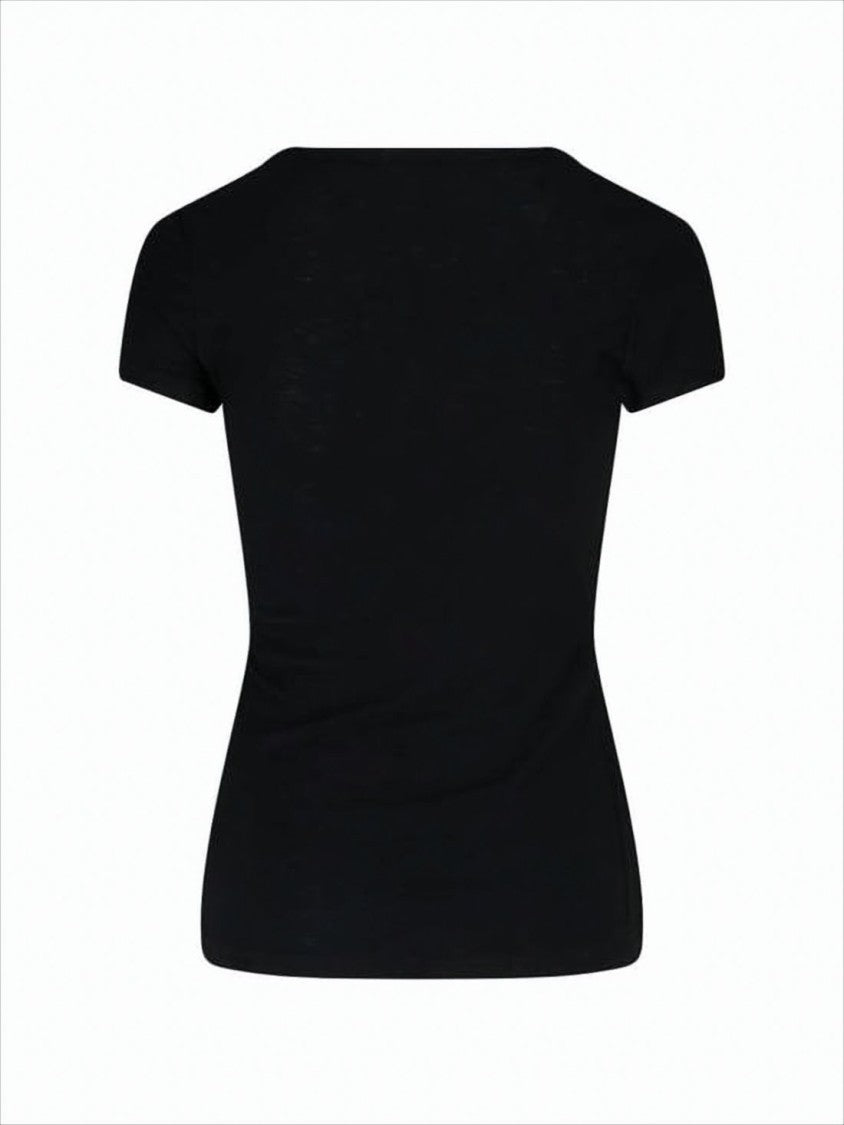 James Perse Fitted Short-Sleeve Top With Deep V-Neckline