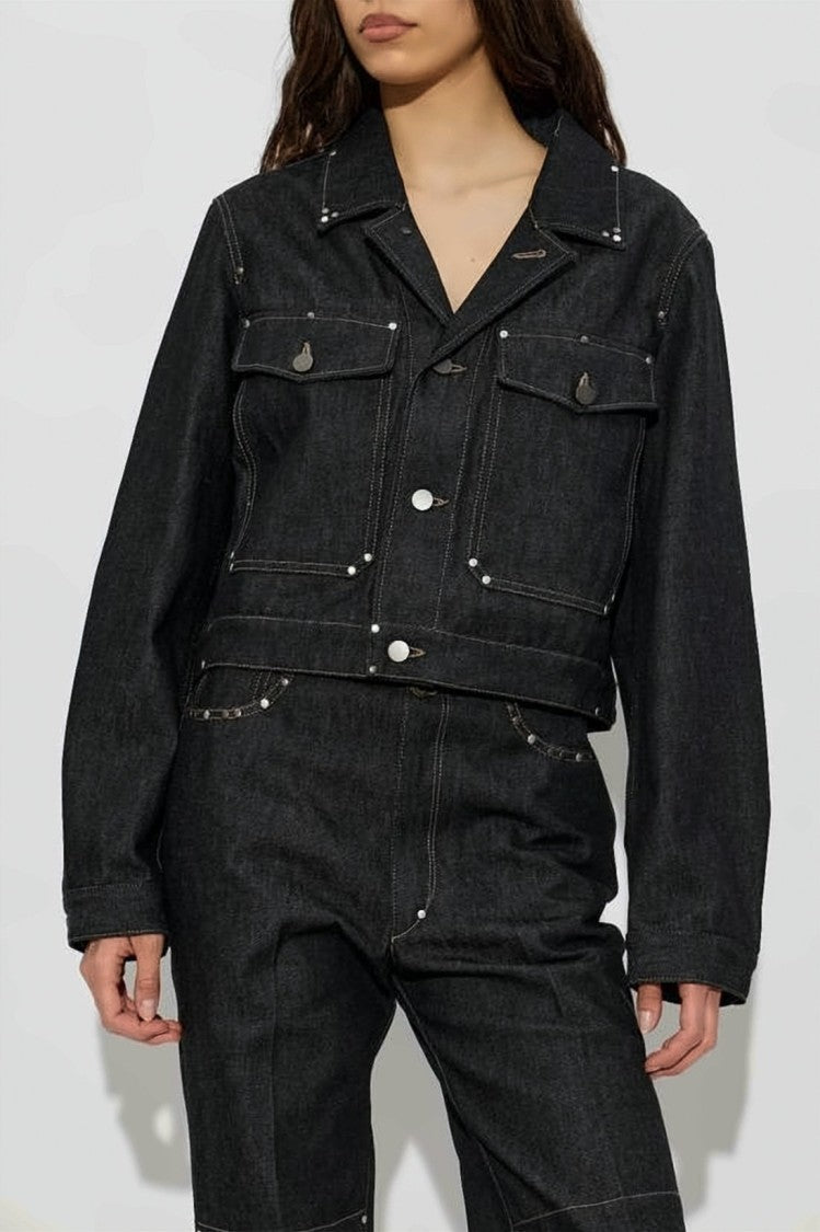 Lemaire Cropped Denim Jacket With Classic Collar