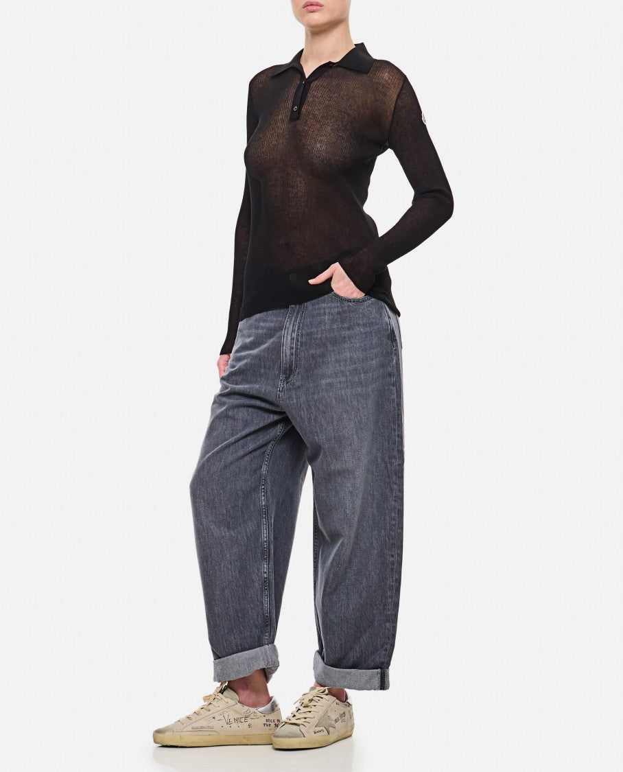 Moncler Transparent Long-Sleeve Polo Shirt