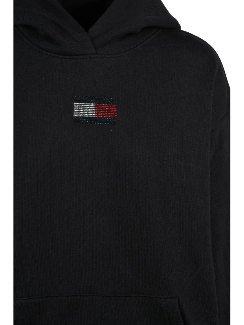 Tommy Jeans Black Rhinestone Cotton Hoodie