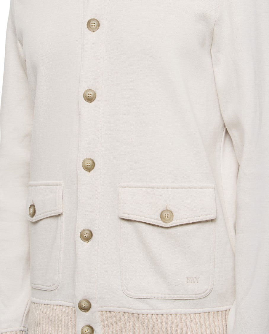 Fay Beige Bomber Jacket With Button Closure