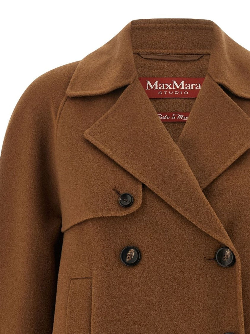 Max Mara Short Double-Breasted Coat With Wide Lapel