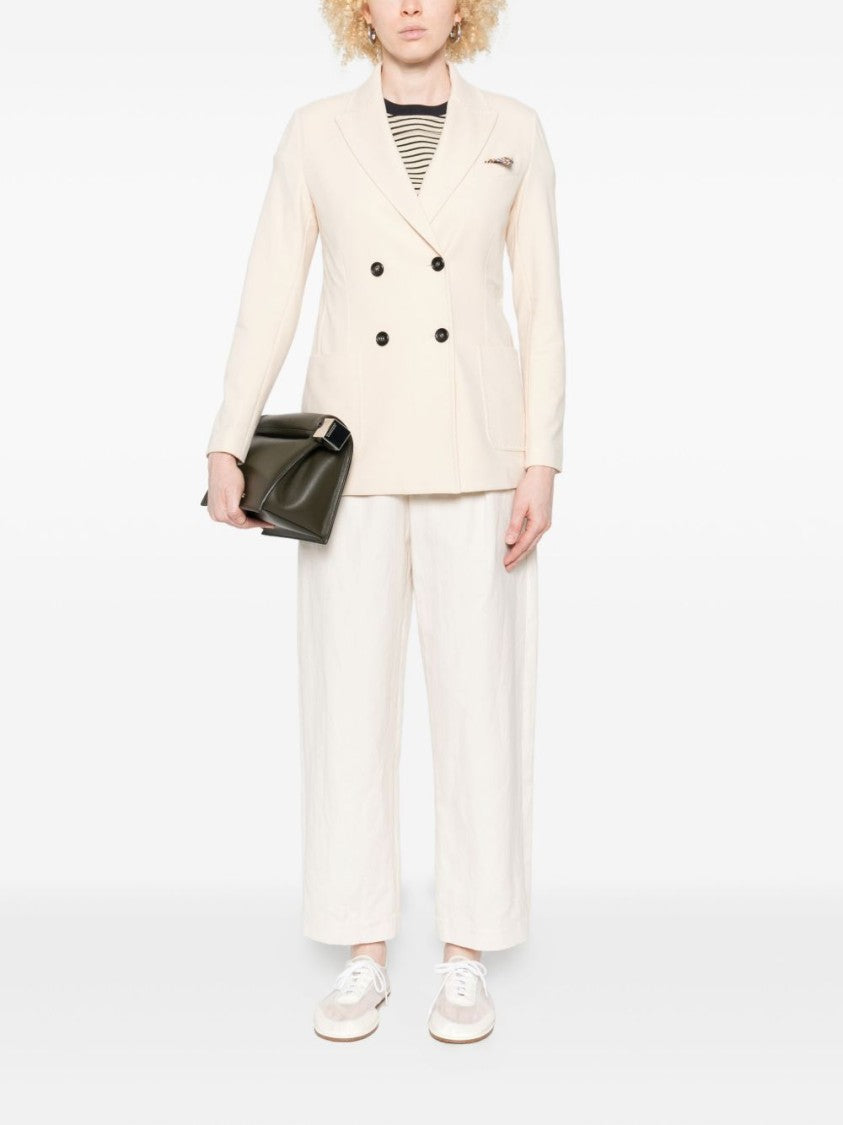 Circolo 1901 Double-Breasted Beige Jacket With Notch Lapels