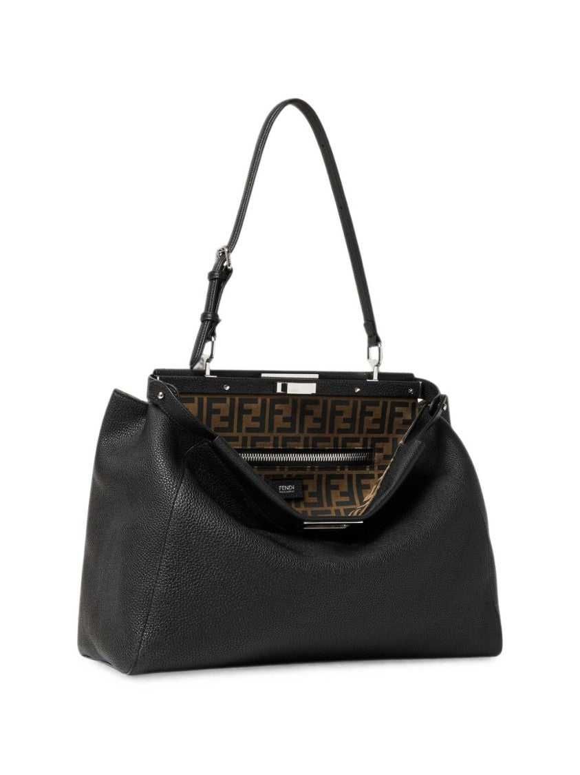 Fendi Large Structured Bag With Twist Lock And Palladium Metalware