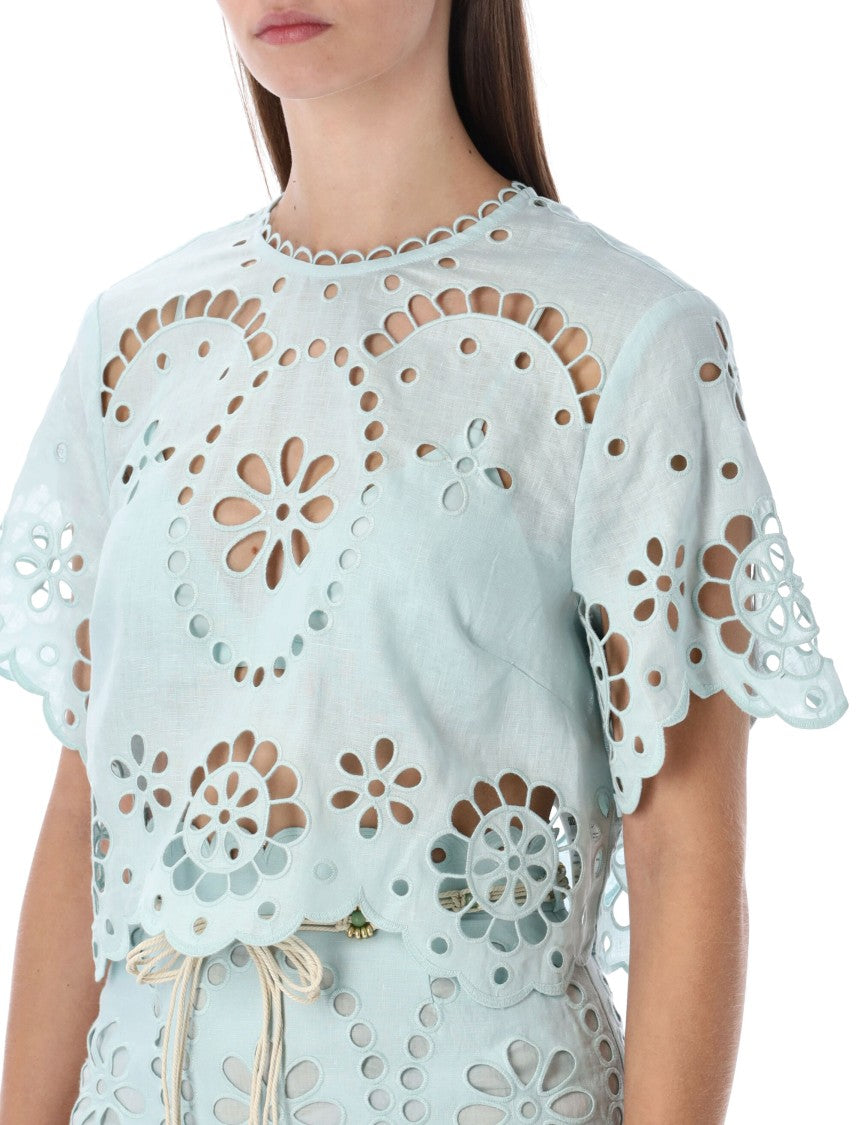 Zimmermann Awaken Light Blue Broderie Anglaise Top