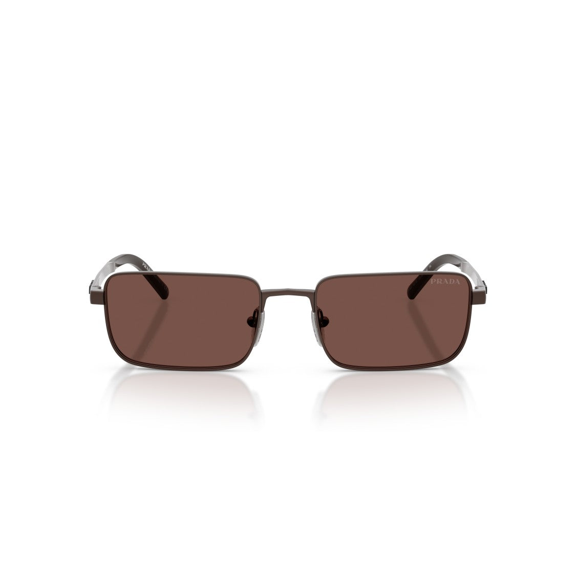 Prada Rectangular Metal Frame Sunglasses With Adjustable Nose Pads