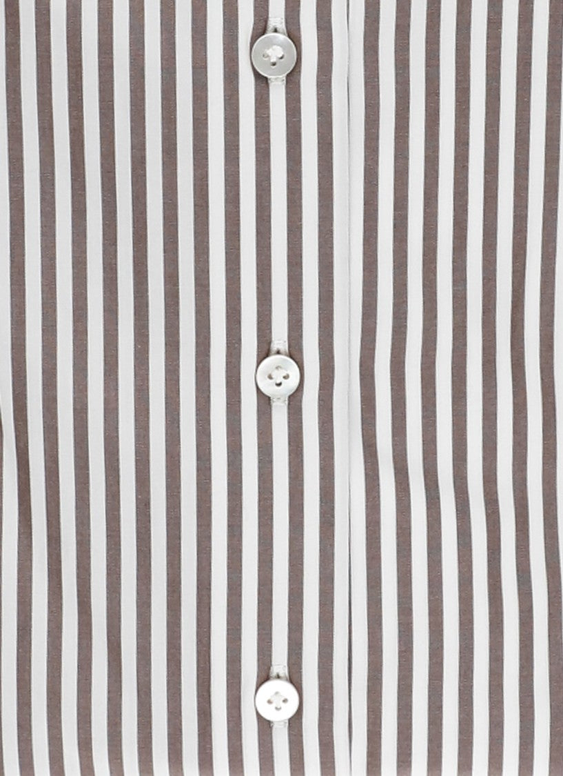 Borriello Brown Striped Cotton Casual Shirt