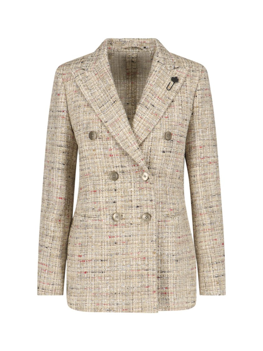 Lardini Double-Breasted Blazer – Beige