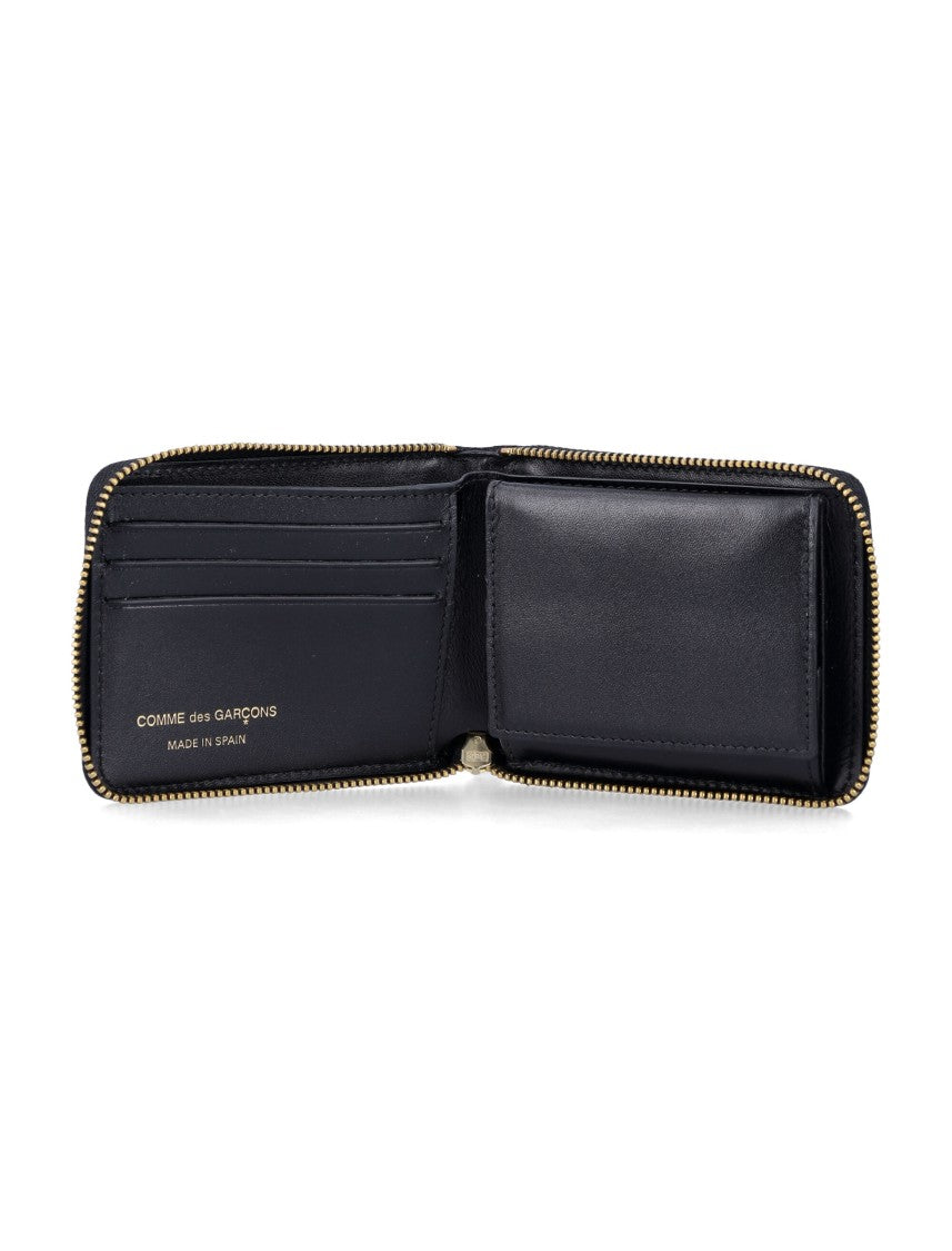 Comme Des Garçons Compact Zip-Around Wallet With Gold-Tone Zipper