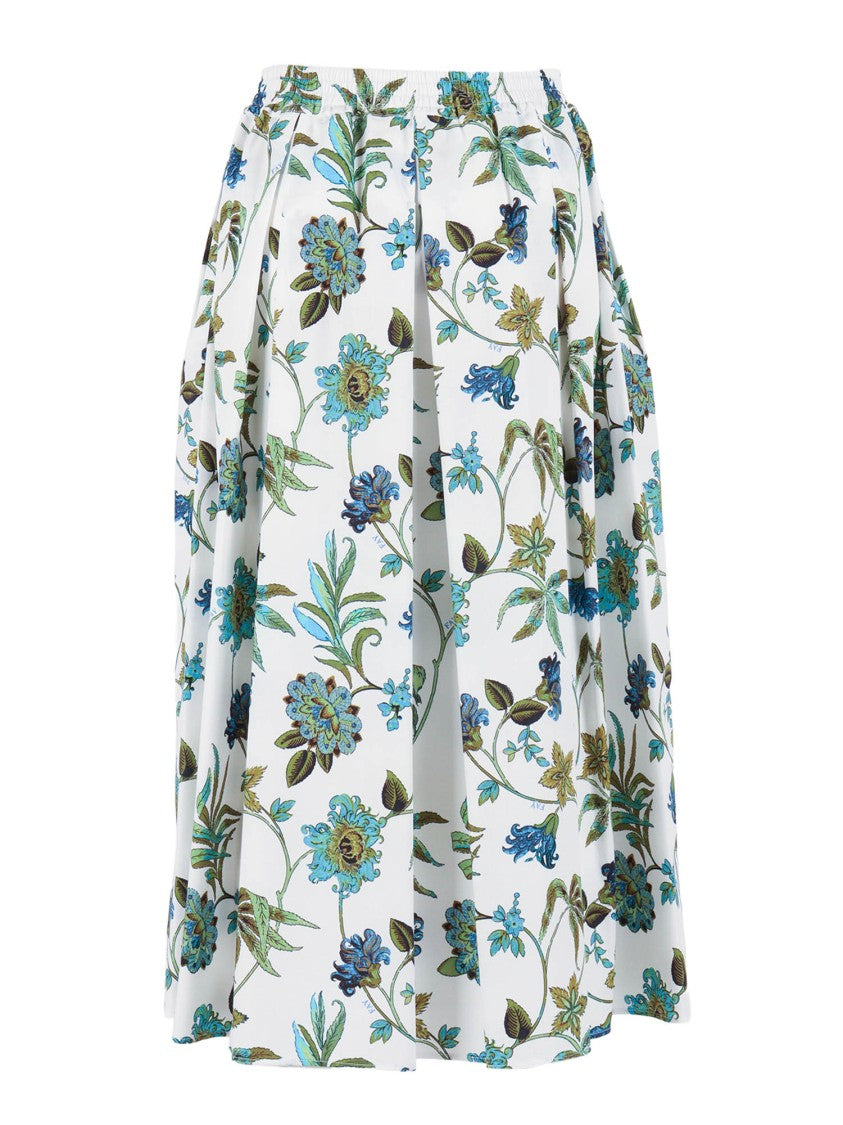 Fay Floral Print Elastic Long Skirt