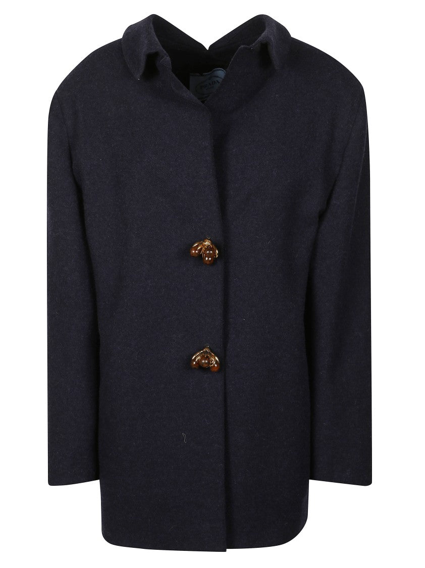 Prada Tailored Blue Jacket With Design