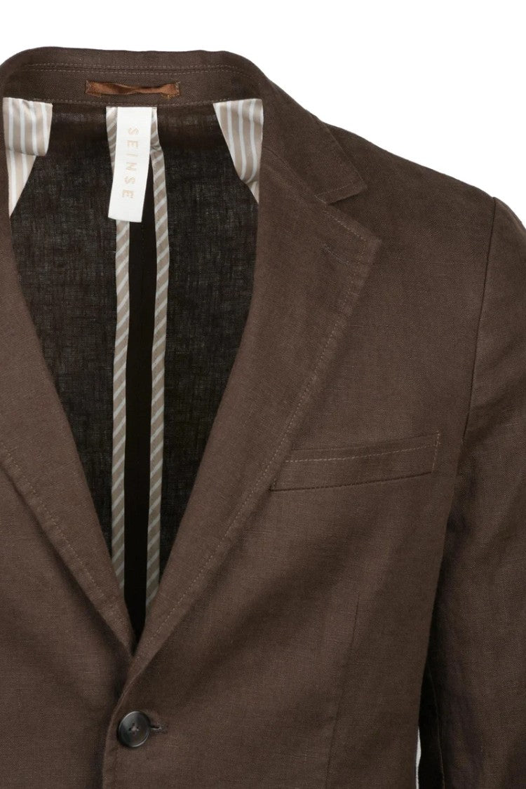 Seinse Brown Linen Unlined Jacket