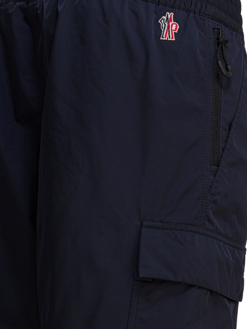 Moncler Grenoble Mid-Rise Blue Cargo Pants With Adjustable Waistband
