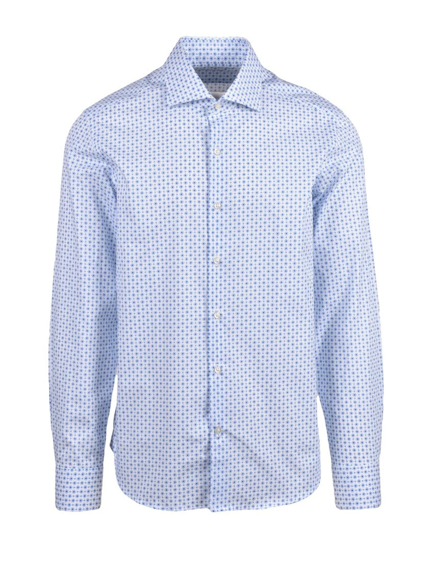 Ghirardelli White Blue Patterned Shirt
