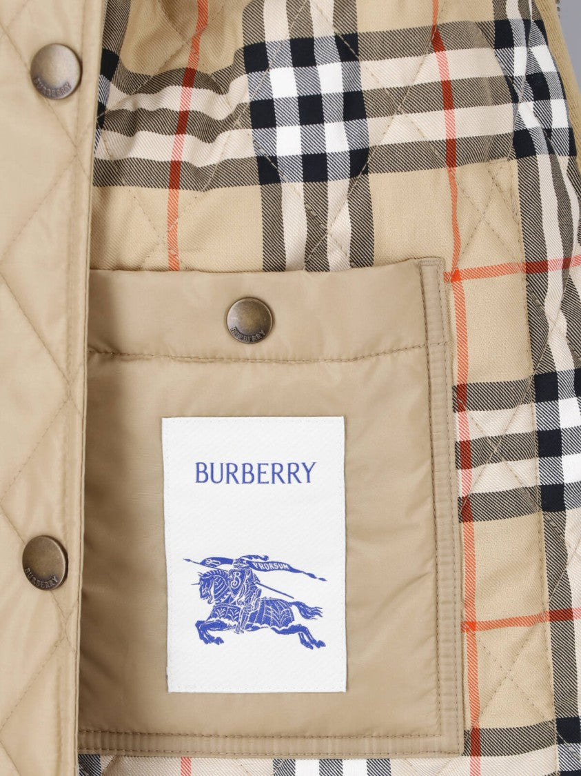 Burberry Cream Corduroy Collar Quilted Jacket
