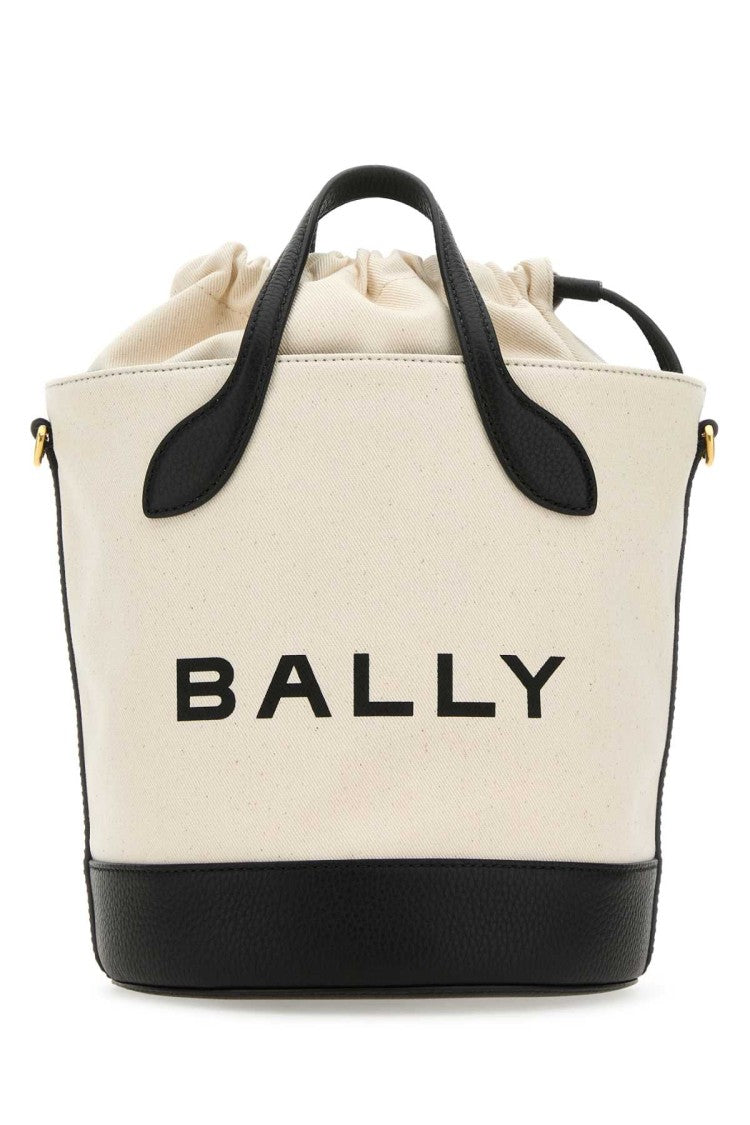 Bally Ivory Canvas Bar Bucket Bag