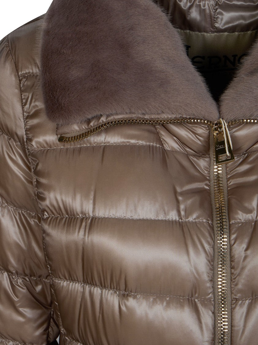 Herno Elisa Glossy Plush Collar Down Jacket