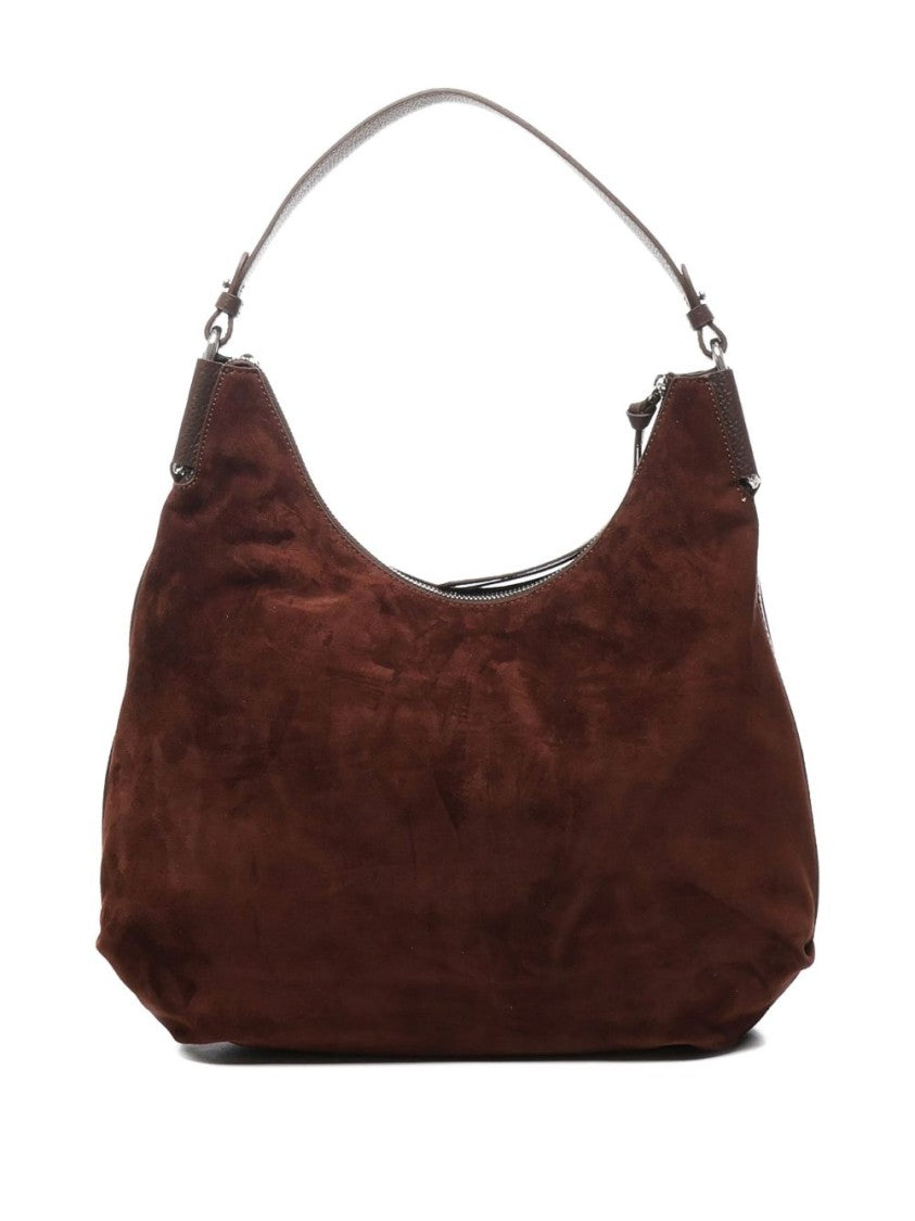 Coccinelle Spacious Brown Suede Handbag With Zip Fastening