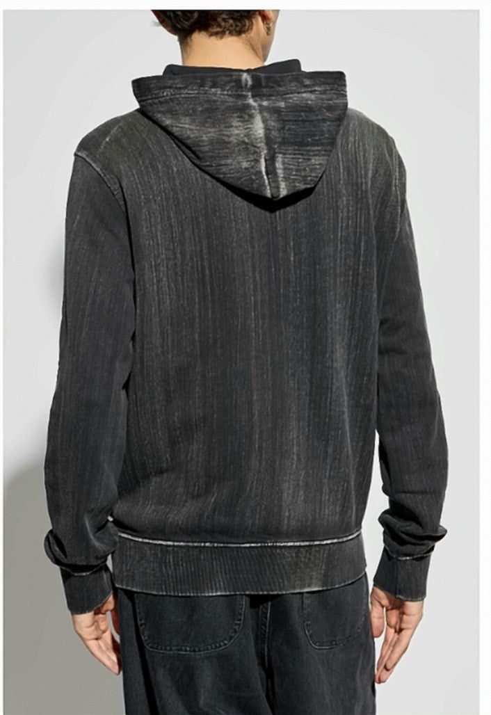 Diesel Relaxed Fit Textured Hoodie With Classic Kangaroo Pocket