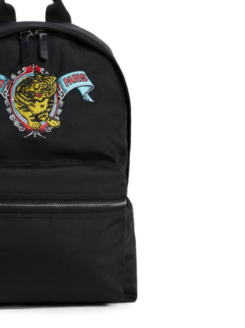 Kenzo Black Embroidered Tiger Emblem Polyester Backpack