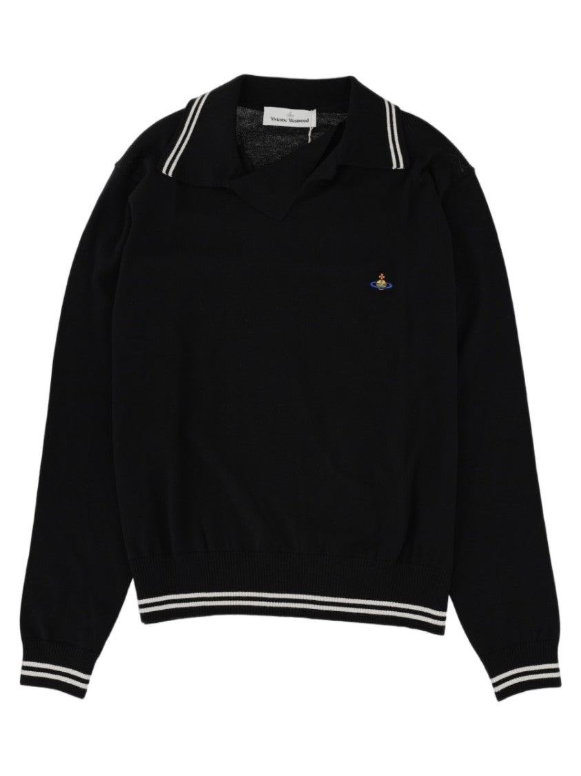 Vivienne Westwood Doubletake Striped Long-Sleeve Cotton-Cashmere Polo Shirt