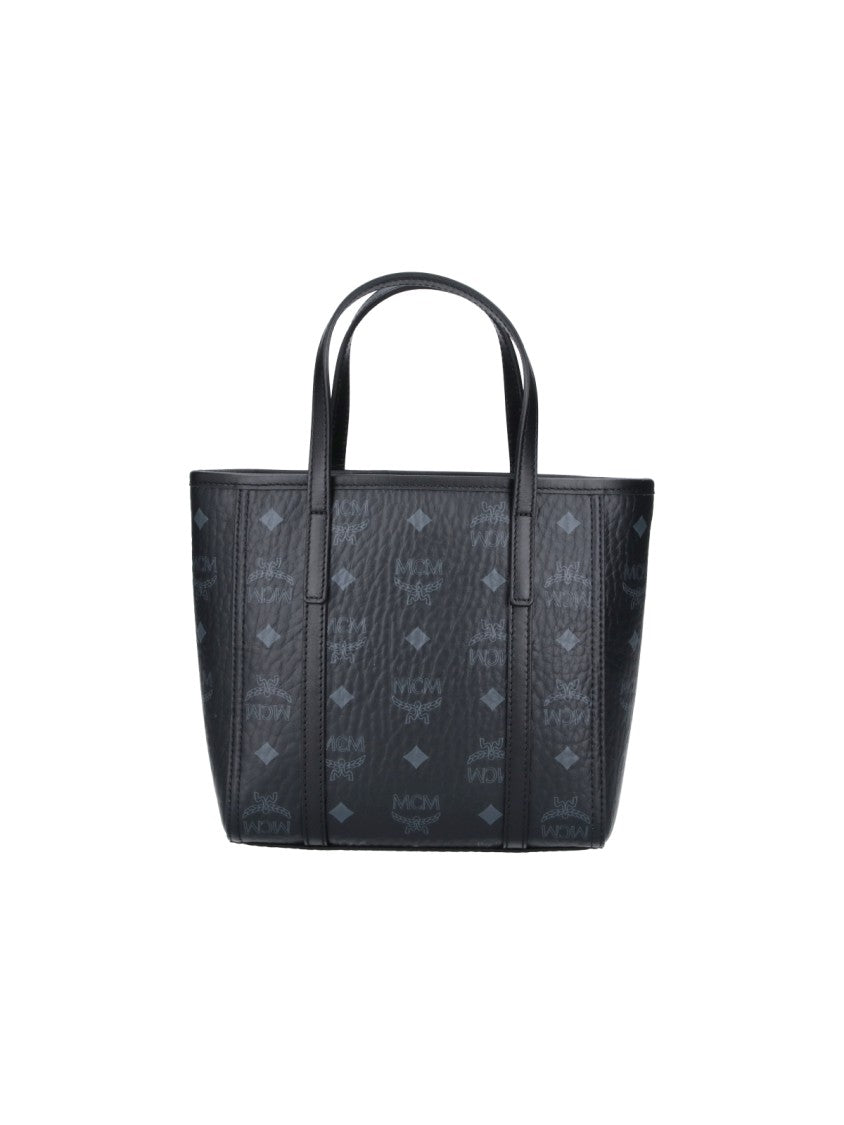 Mcm Black Toni Mini Visetos Fabric Tote Bag