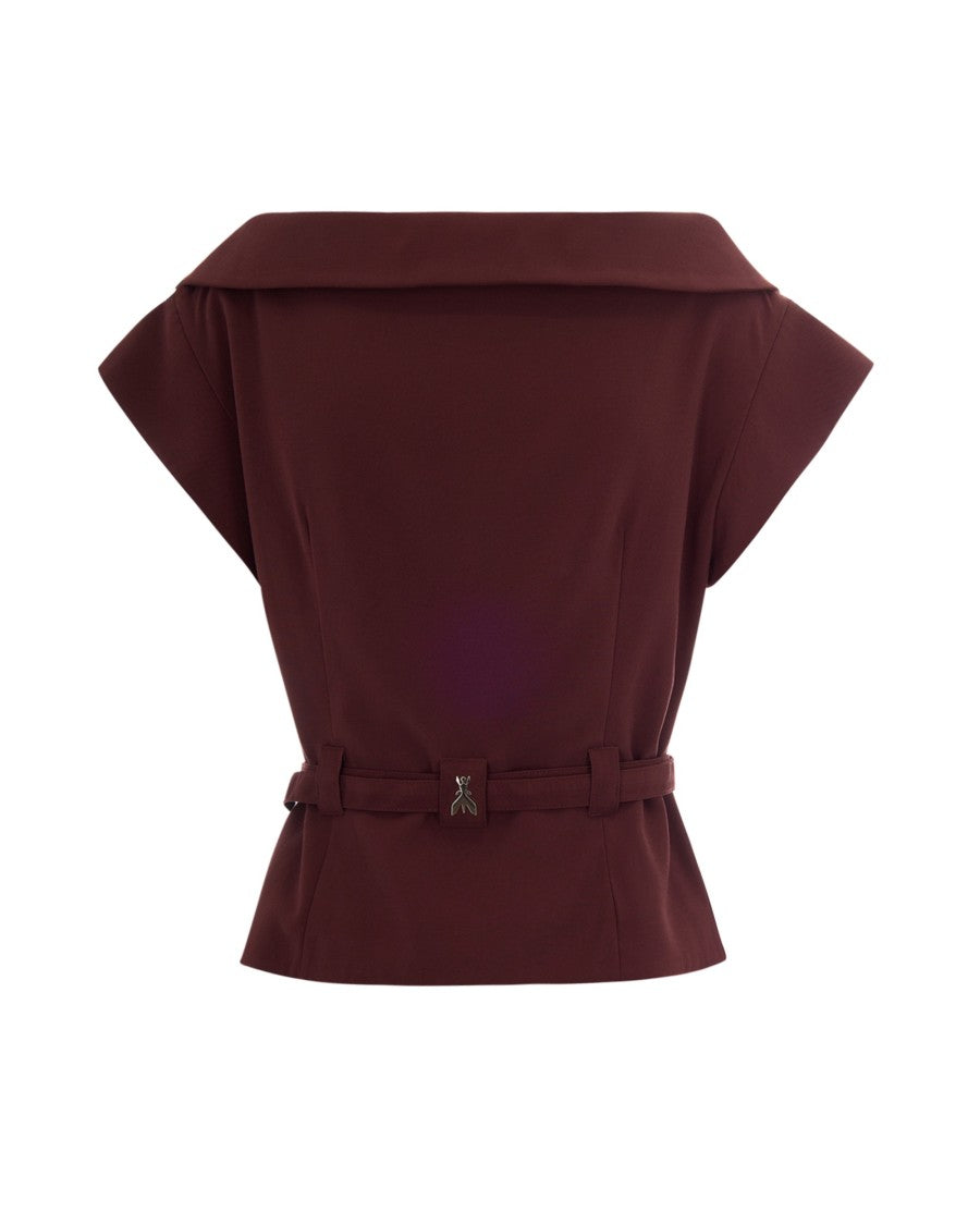 Patrizia Pepe Structured Sleeveless Blazer With Adjustable Waist And Flared Hem