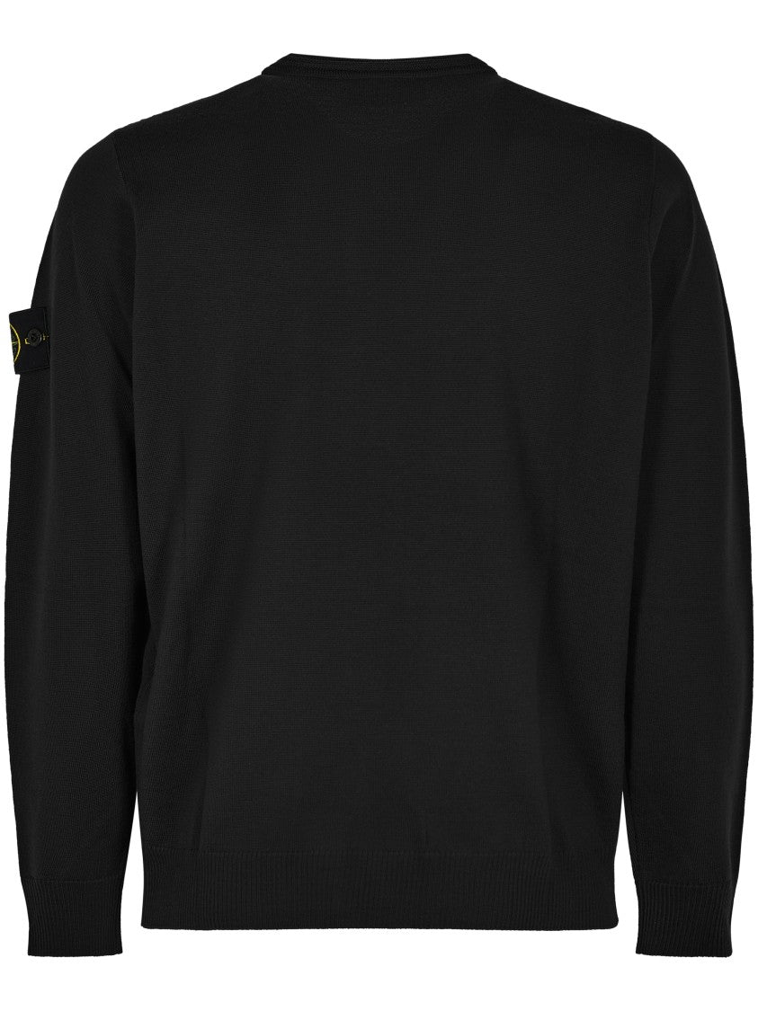 Stone Island Textured Knit Black Sweater