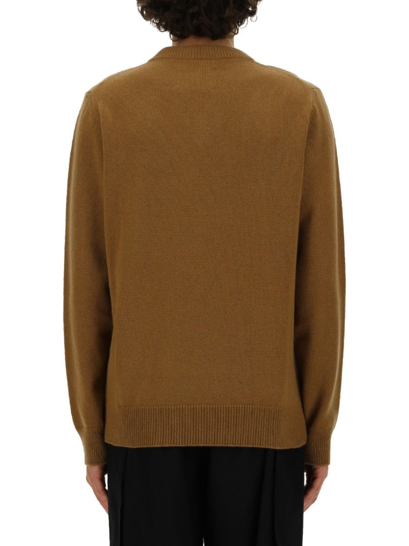 Jil Sander Relaxed Fit V-Neck Sweater With Ribbed Details